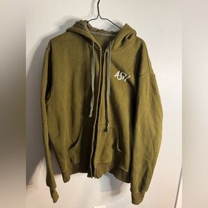 Full zip hoodie artists simply human green xl paint stain